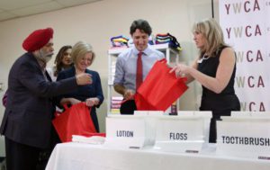 The leaders assembling basic hygiene kits 